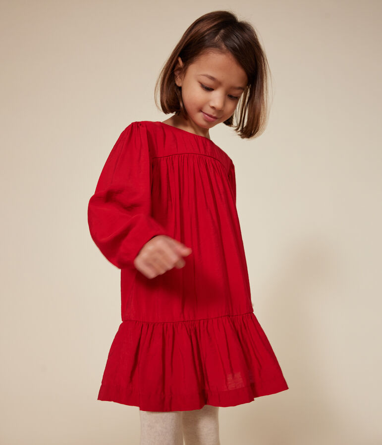 Little girls' long-sleeved dress red