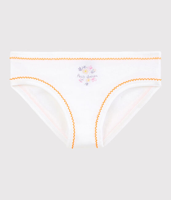 Girls' Cotton Knickers ECUME white/ORANGE