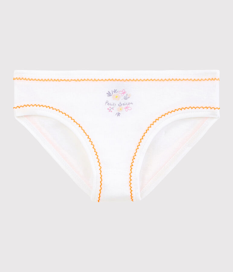 Girls' Cotton Knickers ECUME white/ORANGE