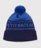 Children's jacquard knitted beanie hat lined in polar fleece blue/blue