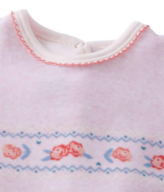 Baby girls' velour sleepsuit Souffle Chine pink
