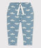 Babies' Print Fleece Trousers ROVER blue/MARSHMALLOW white