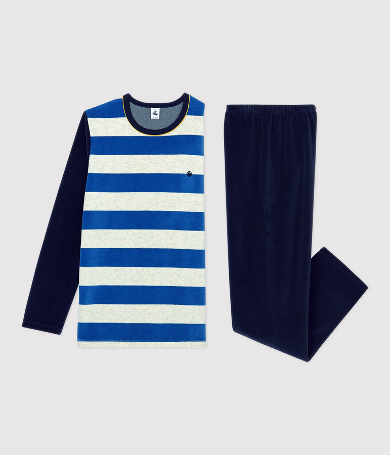 Boys' Striped Velour Pyjamas blue/multicolor