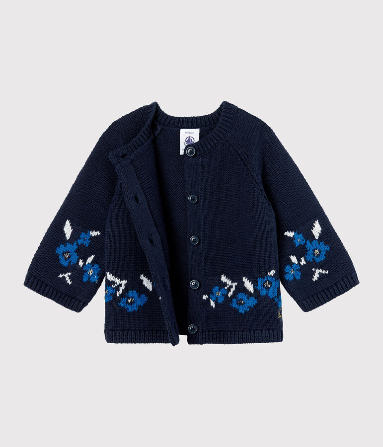 Baby Girls' Wool/Cotton Knit Cardigan blue/multicolor