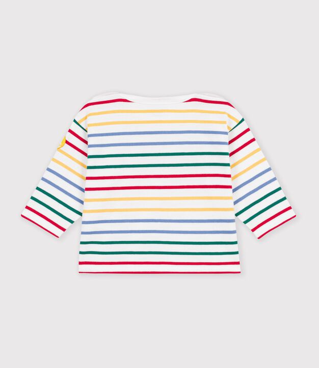 Babies' cotton Breton top white/multicolor