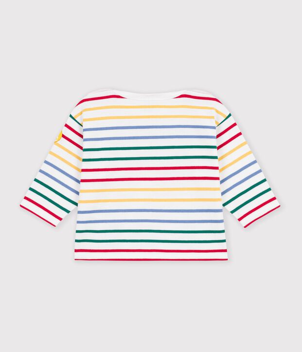 Babies' cotton Breton top white/multicolor