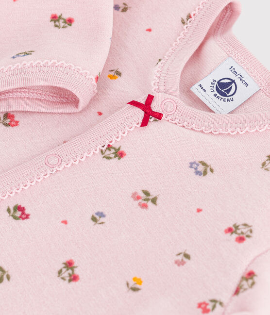 Babies' floral-print velour pyjama suit JOLI pink/MULTICO white