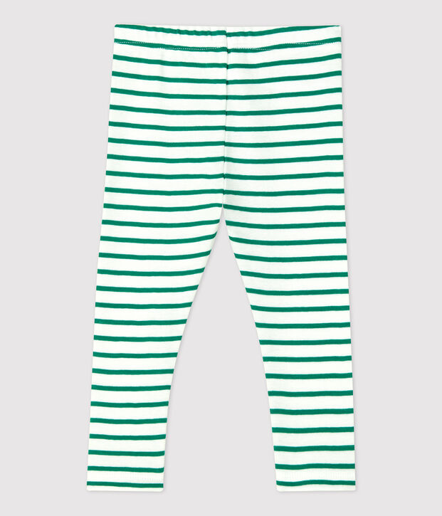 Babies' Cotton Leggings white/green