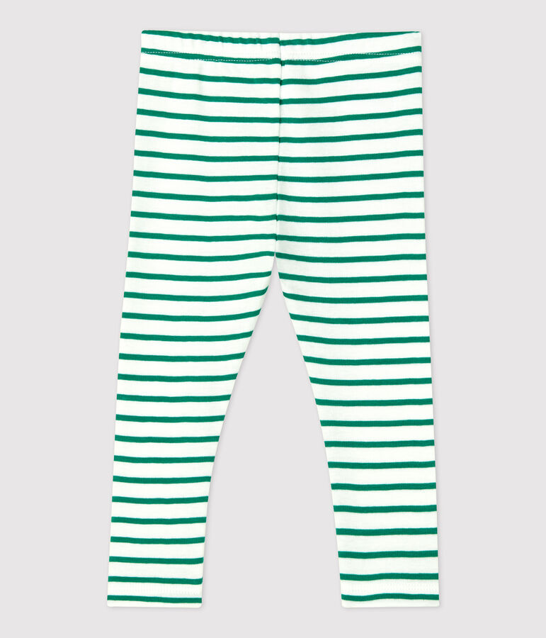Babies' Cotton Leggings white/green