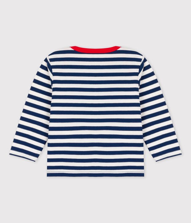 Babies' Striped Jersey Long-Sleeved T-Shirt blue/white