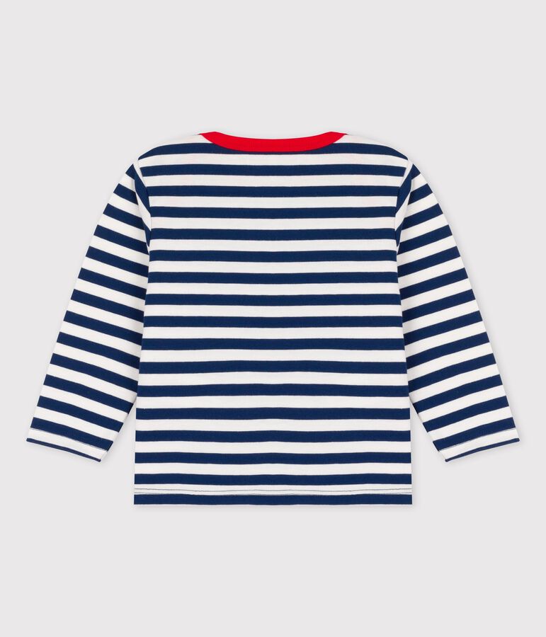 Babies' Striped Jersey Long-Sleeved T-Shirt blue/white