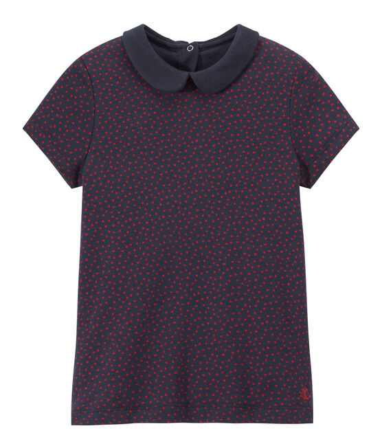 Girl's tee with Peter Pan collar SMOKING blue/TERKUIT red