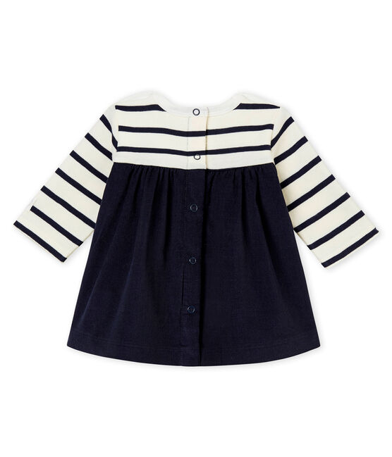 Baby girl's iconic dress COQUILLE beige/ABYSSE blue