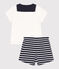Babies' two-piece cotton set including a T-shirt with a sailor collar SMOKING blue/MARSHMALLOW white