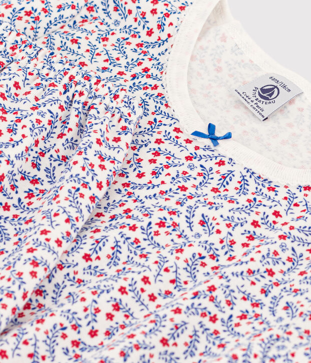 Girls' Floral Cotton Short Pyjamas white/multicolor