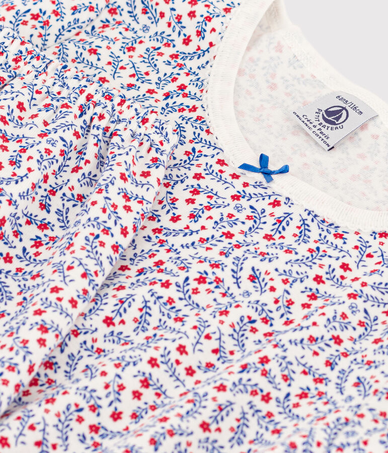 Girls' Floral Cotton Short Pyjamas white/multicolor