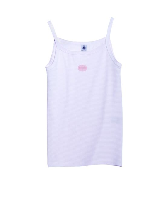 Débardeur fille rayé milleraies VIENNE pink/ECUME white