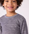 Children's long-sleeved stripy wool and cotton T-shirt SOIR blue/MARSHMALLOW