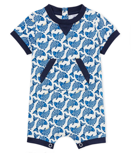 Baby boys' Shortie in light printed jersey MARSHMALLOW white/MULTICO white