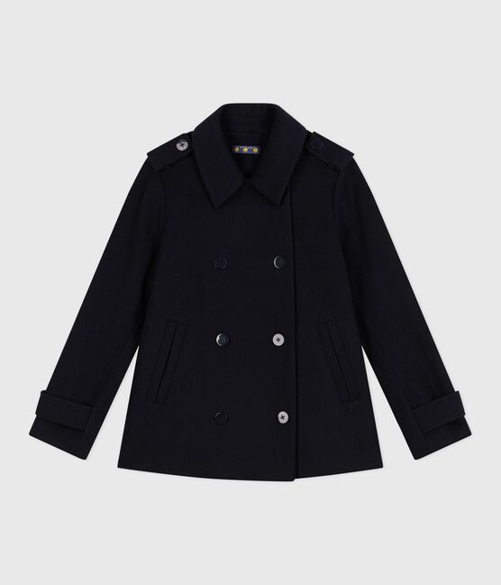 Women's woolen broadcloth pea coat SMOKING blue