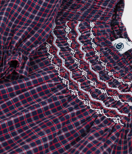 Children's long-sleeved checked flannel dress SMOKING blue/MULTICO white