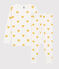 Unisex Graphic Yellow Heart Print Organic Cotton Tube Knit Pyjamas MARSHMALLOW white/OCRE yellow
