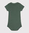 Babies' Short-Sleeved Cotton Bodysuit with Peter Pan Collar CROCO green