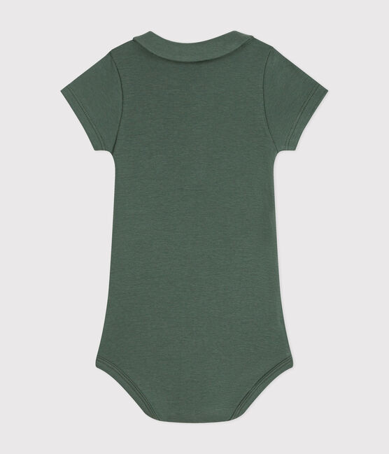Babies' Short-Sleeved Cotton Bodysuit with Peter Pan Collar CROCO green
