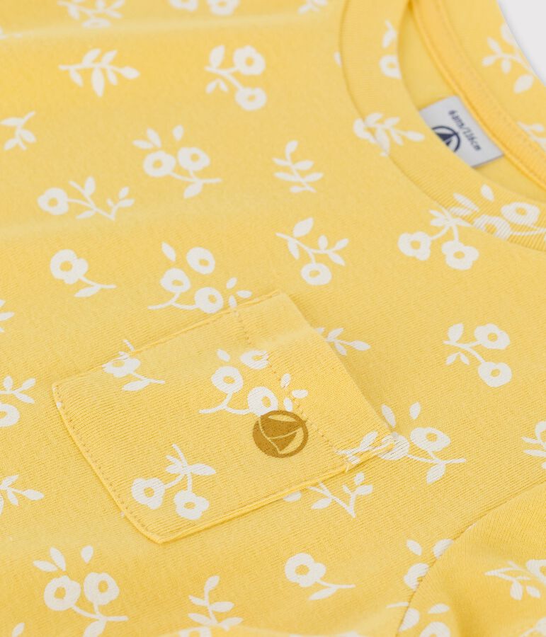 Girls' Short-Sleeved Cotton Dress yellow/white