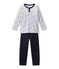 Boy's pyjamas with Tunisian collar SMOKING blue/ECUME white/MULTICO
