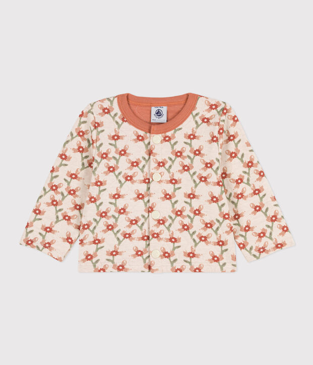 Babies' Patterned Quilted Tube Knit Cardigan Ecru/multicolor