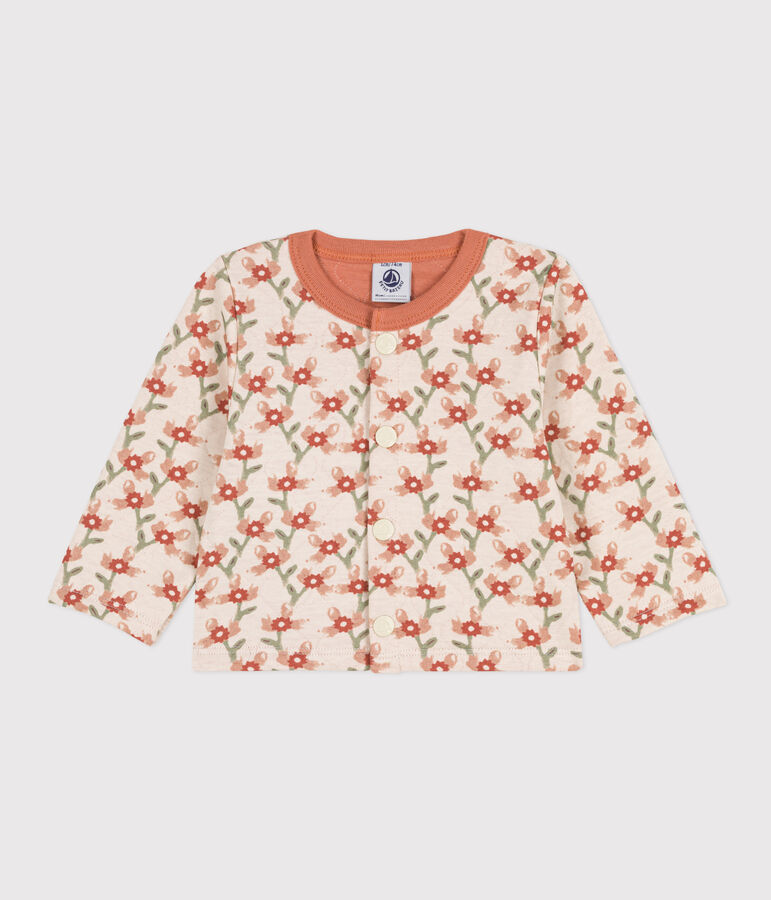 Babies' Patterned Quilted Tube Knit Cardigan Ecru/multicolor