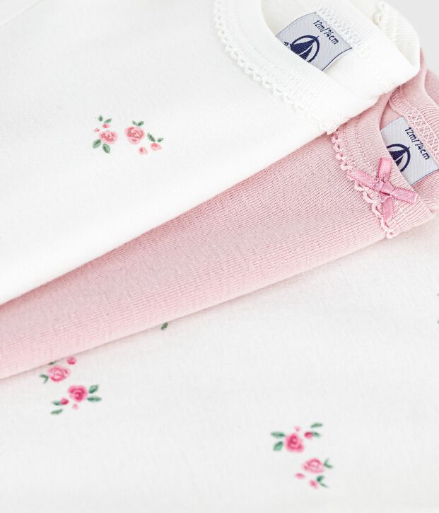 Pack of short-sleeved floral-print cotton bodies for babies multicolor