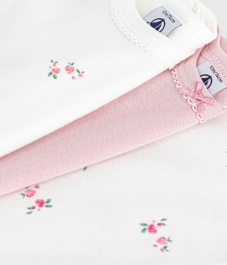 Pack of short-sleeved floral-print cotton bodies for babies multicolor