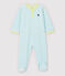 Babies' Blue Striped Velour Sleepsuit MARSHMALLOW white/TIKI blue