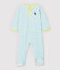 Babies' Blue Striped Velour Sleepsuit