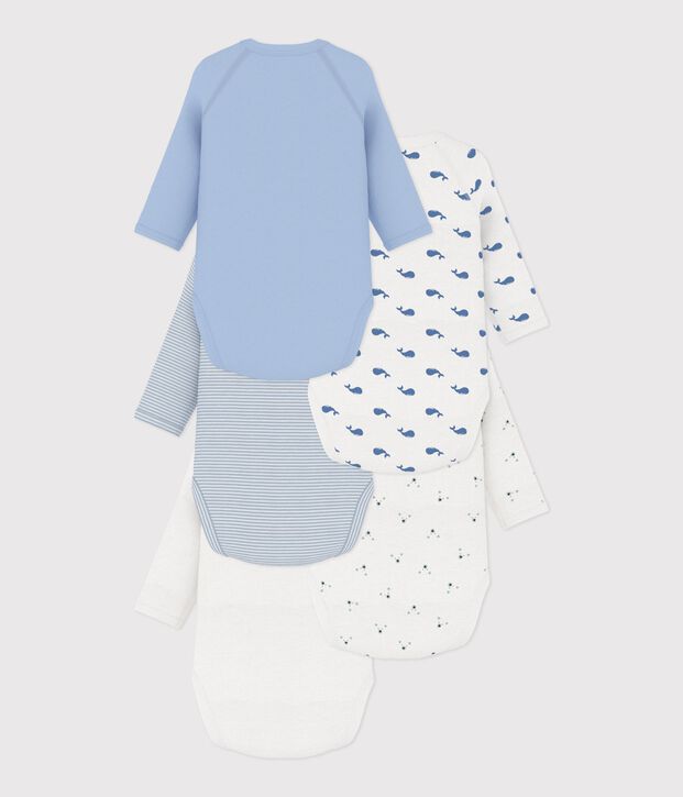 Pack of long-sleeved printed cotton wrapover bodies for babies multicolor