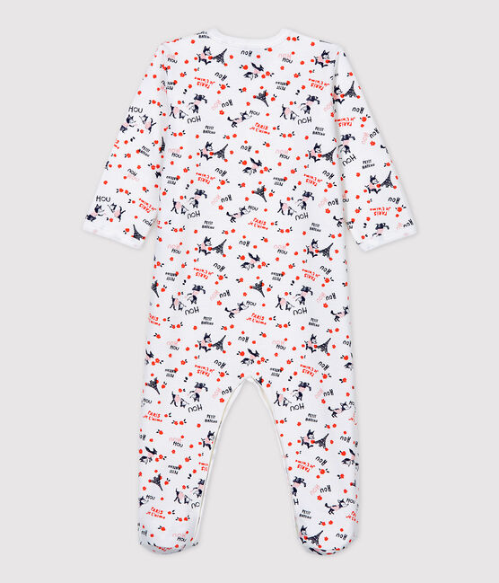 Babies' Paris Organic Cotton Fleece Sleepsuit MARSHMALLOW white/MULTICO white