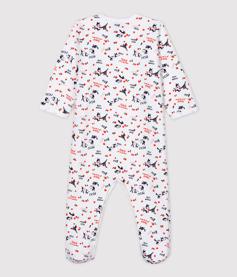 Babies' Paris Organic Cotton Fleece Sleepsuit MARSHMALLOW white/MULTICO white