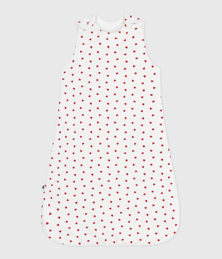 Babies' 3 TOG heart-print corduroy sleeping bag white/red