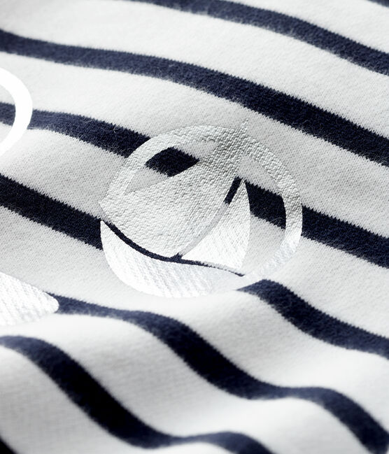 Baby boy's fleece sweatshirt MARSHMALLOW white/SMOKING blue