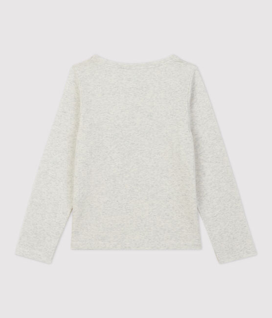 Girls' Long-Sleeved Cotton T-Shirt MONTELIMAR CHINE beige