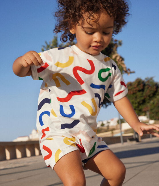 Babies' Printed Fleece Playsuit MARSHMALLOW white/MULTICO white