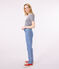 Women's Iconic Striped Cotton V-neck T-Shirt SMOKING blue/MARSHMALLOW white