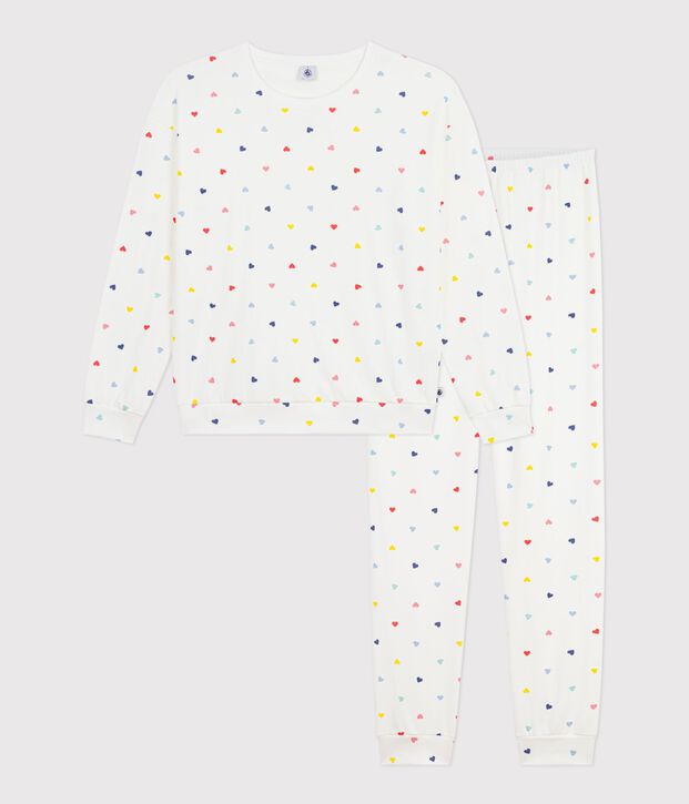 Women's heart print cotton and elastane pyjamas white/multicolor