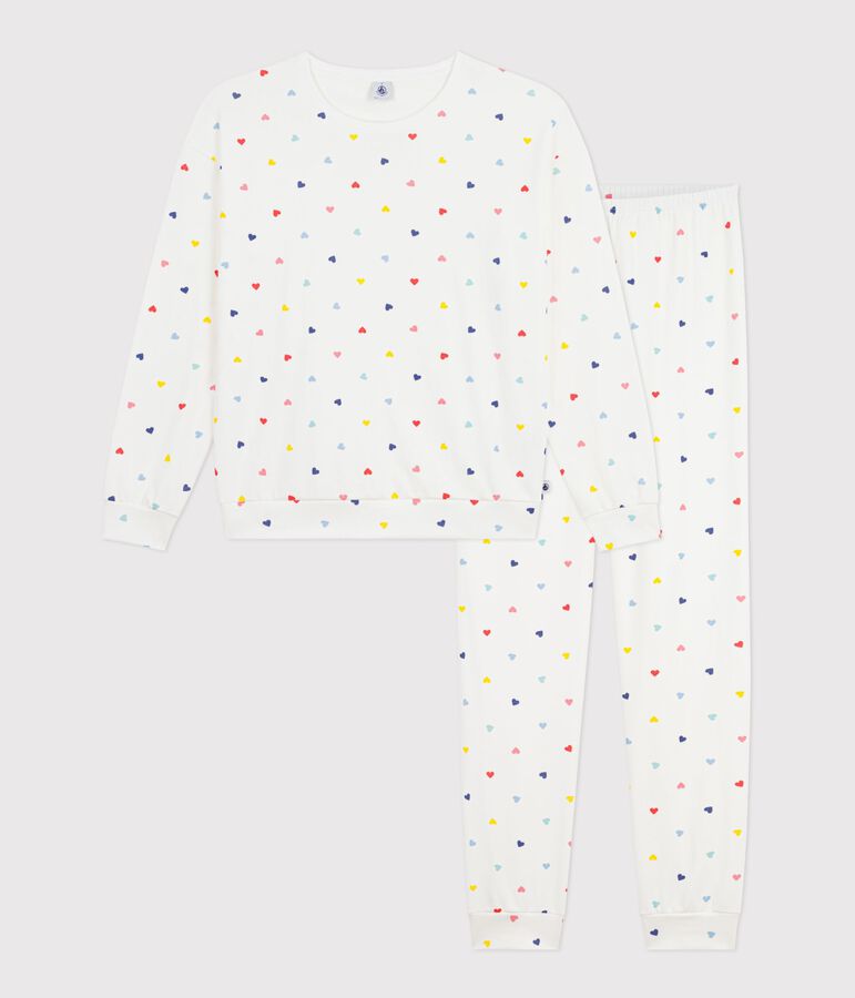 Women's heart print cotton and elastane pyjamas white/multicolor