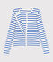 Women's plain cotton cardigan MARSHMALLOW white/PERSE blue
