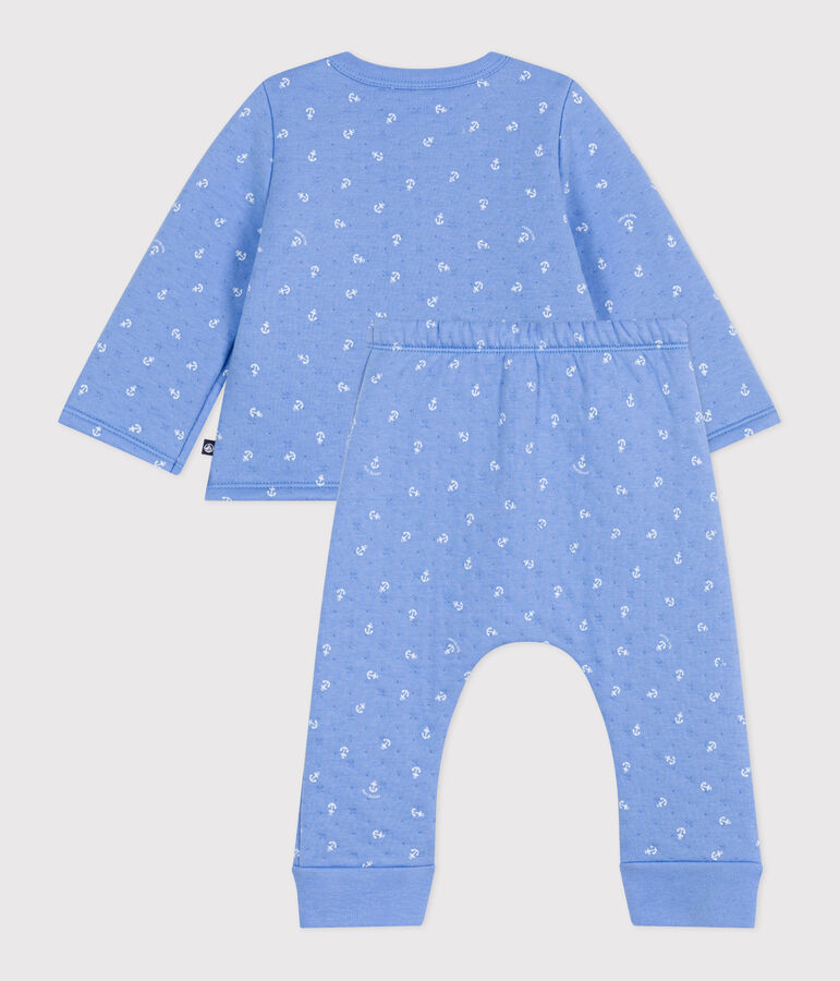 Babies' two-piece cotton outfit blue/white