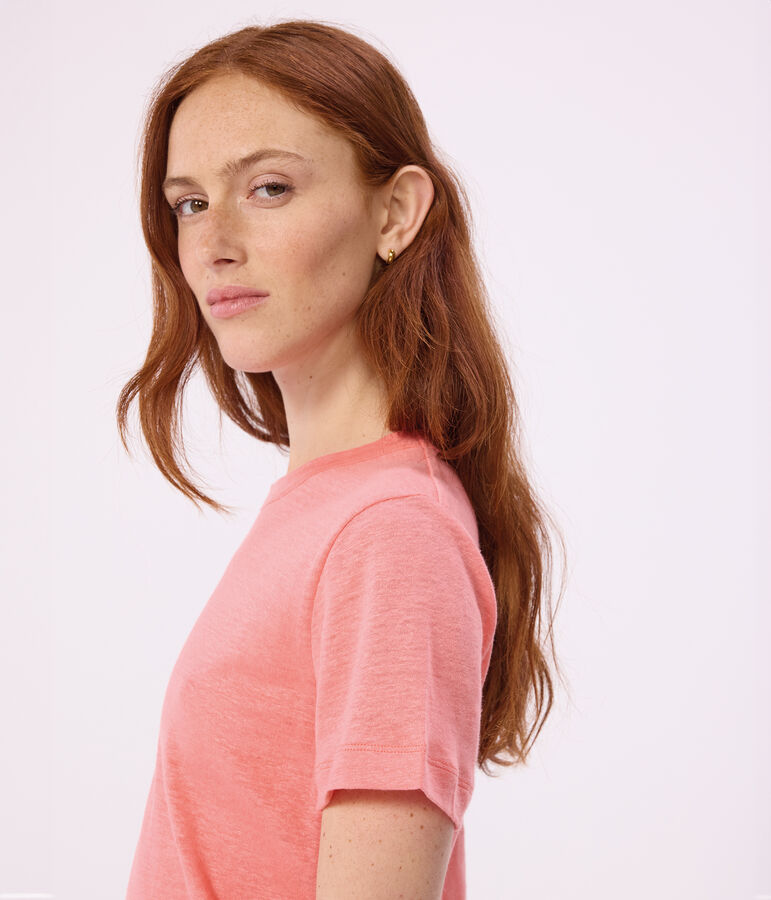 Women's short-sleeved plain cotton T-shirt pink