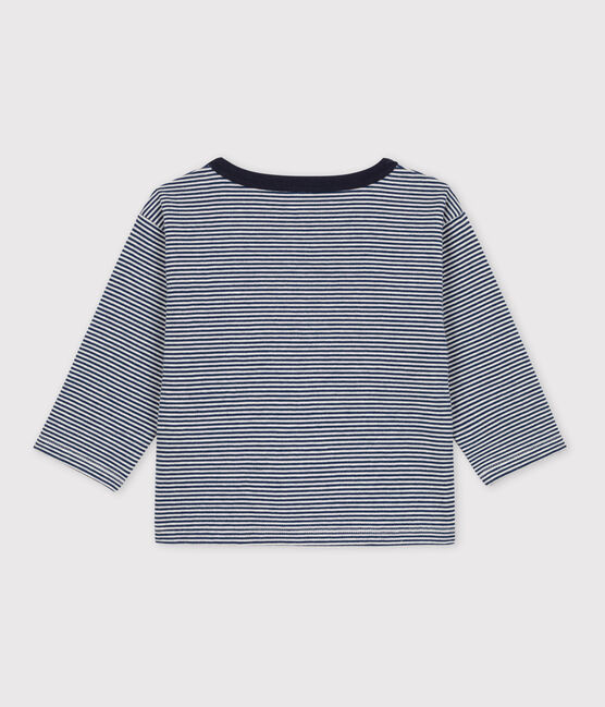 Babies' Long-Sleeved Pinstriped Tube Knit T-Shirt MEDIEVAL blue/MONTELIMAR